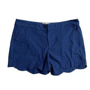 Cobalt Eyelet Scalloped Shorts EUC L mi ami Blue Zipper 100% Cotton Summer